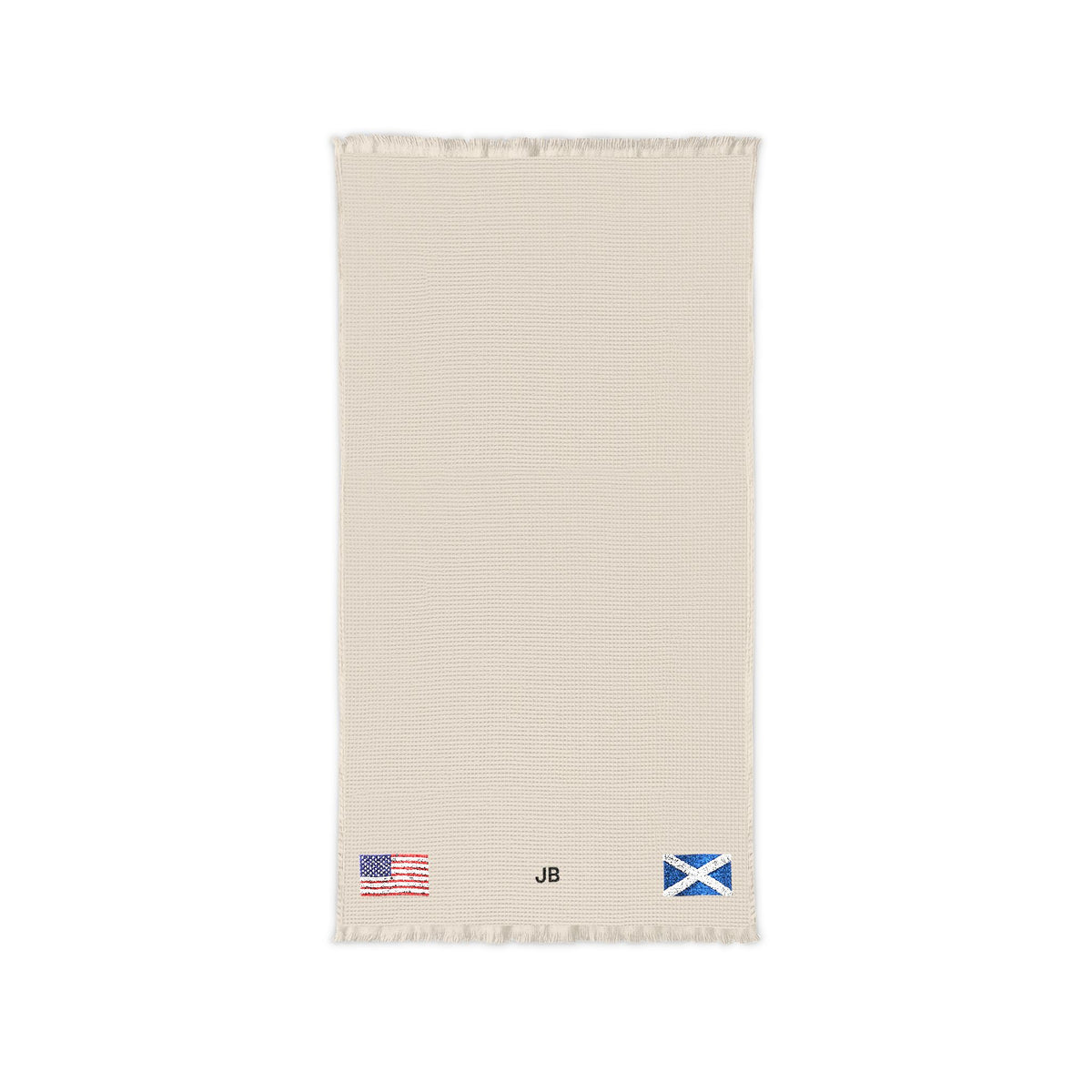 Scottish American Embroidered Waffle Cotton Throw, Lightweight Cozy Blanket | Scotland USA Neutral Home Accent - Proud & Loyal