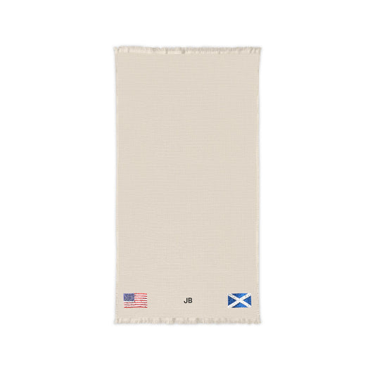 Scottish American Embroidered Waffle Cotton Throw, Lightweight Cozy Blanket | Scotland USA Neutral Home Accent - Proud & Loyal