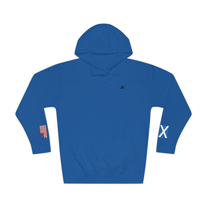 Scottish American Flag Fleece Hoodie | Scotland USA Dual Heritage Naturalization Gift | Personalized Initials | Embroidered Sleeve Flags - Proud & Loyal