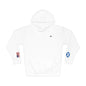 Scottish American Flag Fleece Hoodie | Scotland USA Dual Heritage Naturalization Gift | Personalized Initials | Embroidered Sleeve Flags - Proud & Loyal