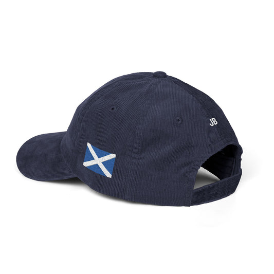 Scottish American Flag Hat Personalized Initials | Dual Heritage Cap, New American Citizenship Naturalization Gift, Scotland USA Corduroy - Proud & Loyal