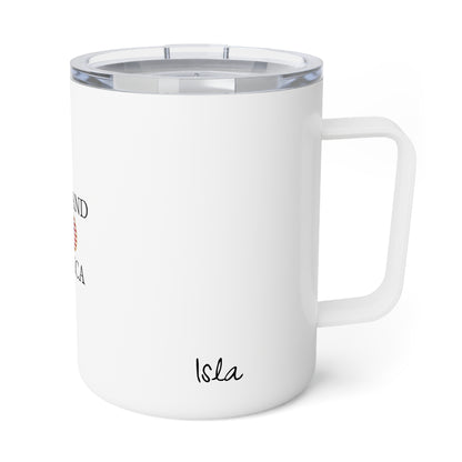 Scottish American Personalized Name Insulated Coffee Mug, Custom Travel Tumbler, Scotland USA Dual Heritage Naturalization Citizen Gift - Proud & Loyal