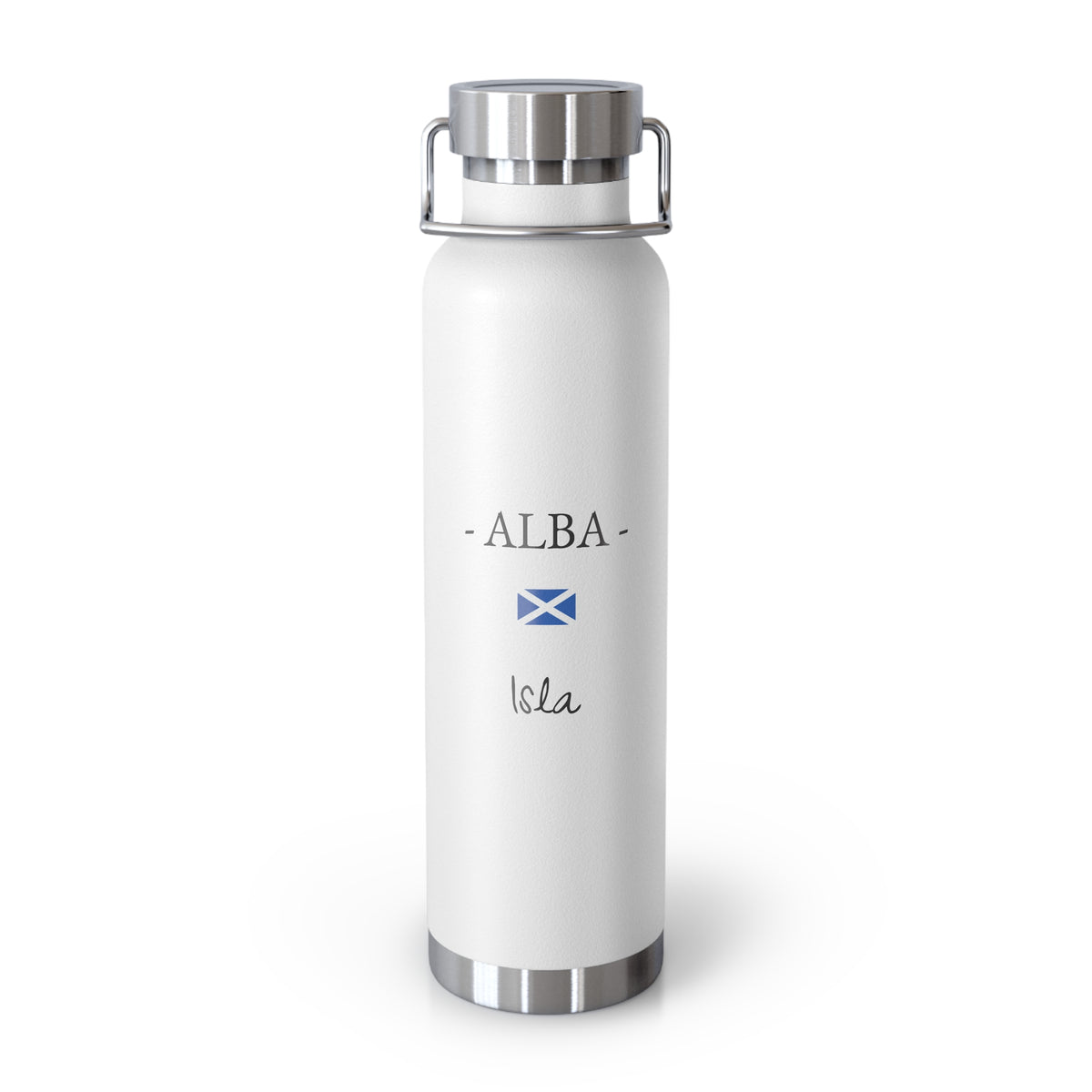 Scottish Heritage Insulated Water Bottle, Copper Lined, Custom Thermos, Scotland Alba Flag Metal Travel Flask, Personalized Name - Proud & Loyal