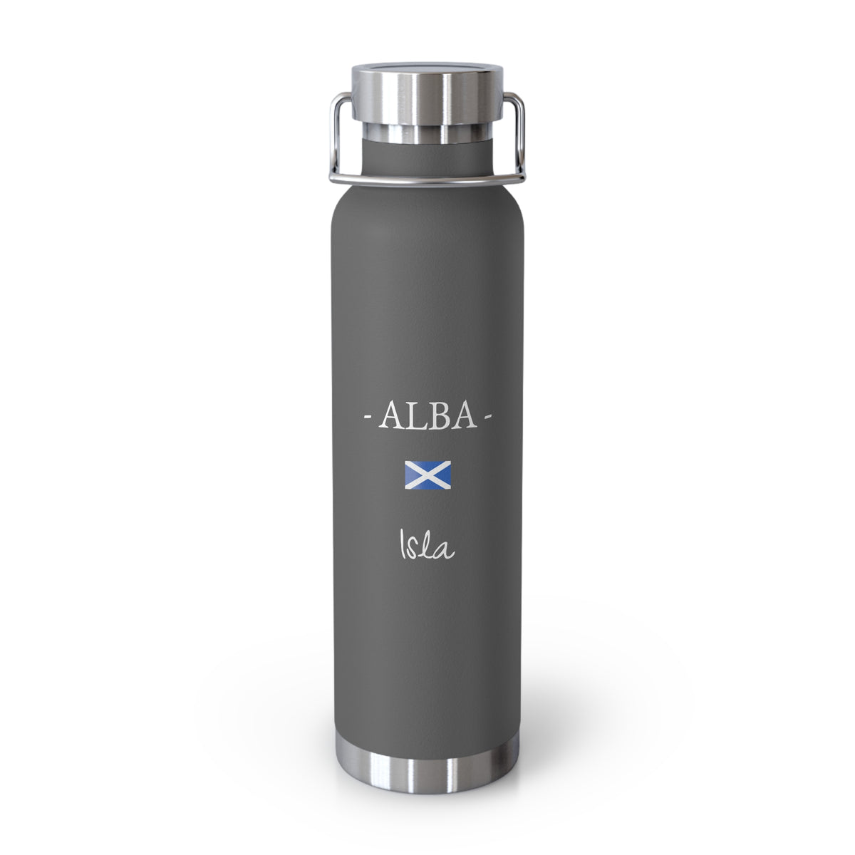 Scottish Heritage Insulated Water Bottle, Copper Lined, Custom Thermos, Scotland Alba Flag Metal Travel Flask, Personalized Name - Proud & Loyal