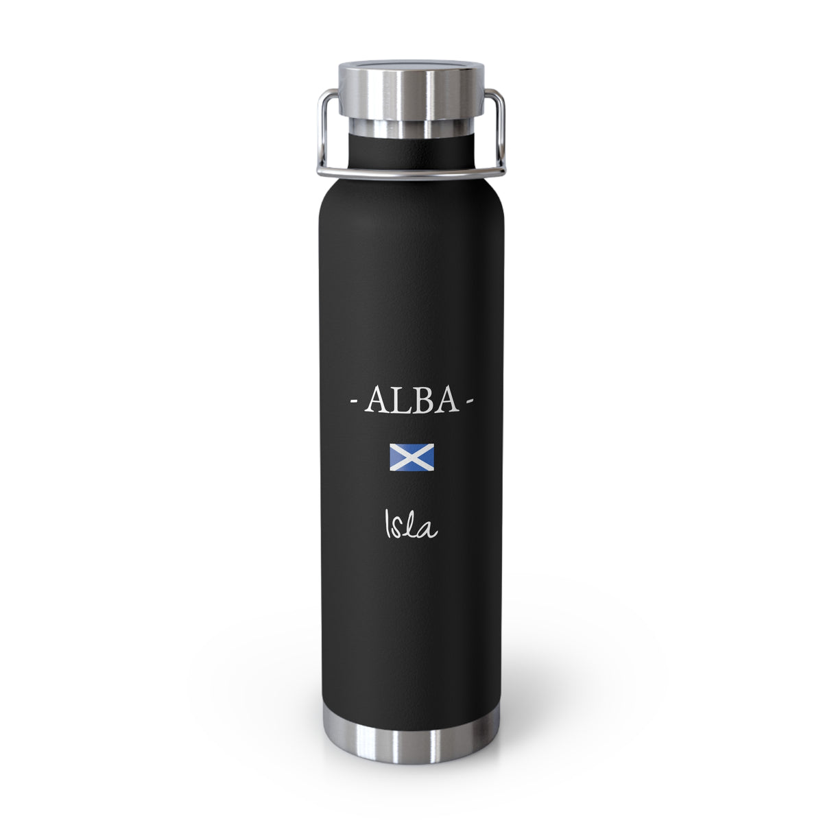 Scottish Heritage Insulated Water Bottle, Copper Lined, Custom Thermos, Scotland Alba Flag Metal Travel Flask, Personalized Name - Proud & Loyal