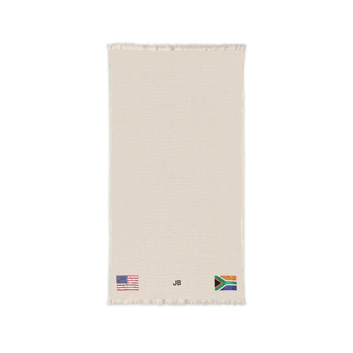 South African American Embroidered Waffle Cotton Throw, Lightweight Cozy Blanket | South Africa USA Neutral Home Accent - Proud & Loyal