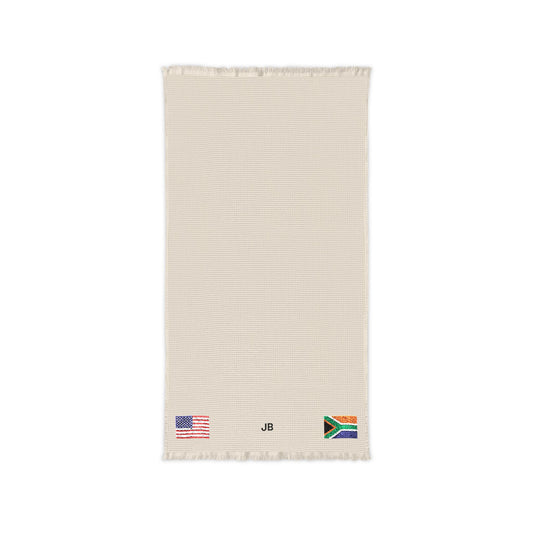 South African American Embroidered Waffle Cotton Throw, Lightweight Cozy Blanket | South Africa USA Neutral Home Accent - Proud & Loyal