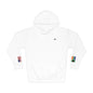 South African American Flag Fleece Hoodie | South Africa USA Dual Heritage Gift | Personalized Initials | Embroidered Sleeve Flags - Proud & Loyal
