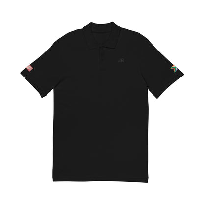 South African American Heritage Polo Shirt, South Africa USA Flag Embroidered Polo, Custom Initials, Cotton Pique Shirt, Heritage Gift - Proud & Loyal
