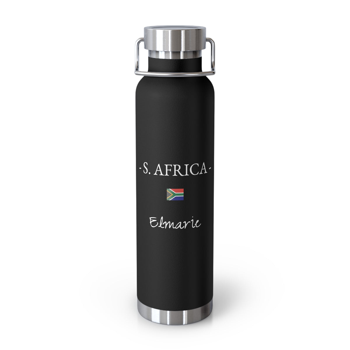 South African Heritage Insulated Water Bottle, Copper Lined, Custom Thermos, South Africa Flag Metal Travel Flask, Personalized Name - Proud & Loyal