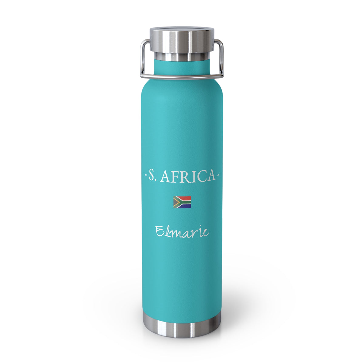 South African Heritage Insulated Water Bottle, Copper Lined, Custom Thermos, South Africa Flag Metal Travel Flask, Personalized Name - Proud & Loyal