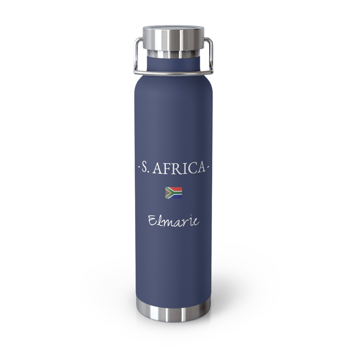 South African Heritage Insulated Water Bottle, Copper Lined, Custom Thermos, South Africa Flag Metal Travel Flask, Personalized Name - Proud & Loyal