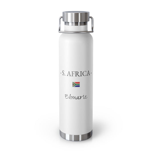 South African Heritage Insulated Water Bottle, Copper Lined, Custom Thermos, South Africa Flag Metal Travel Flask, Personalized Name - Proud & Loyal