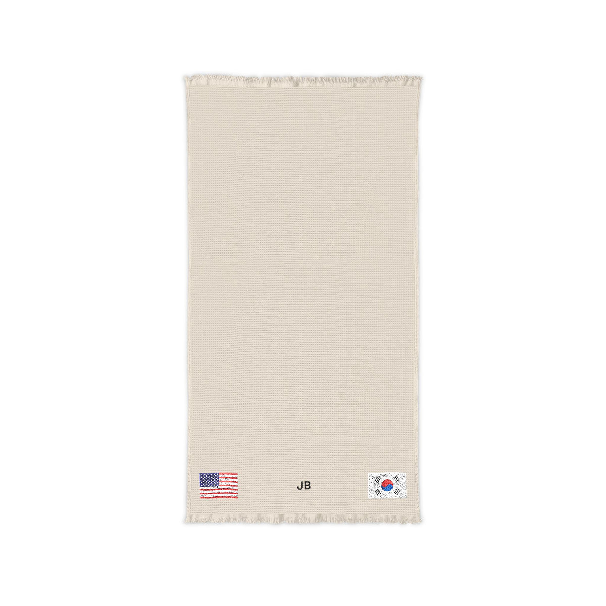 South Korean American Embroidered Waffle Cotton Throw, Lightweight Cozy Blanket | South Korea USA Neutral Home Accent - Proud & Loyal