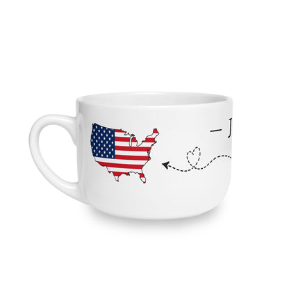 Spanish American Personalized Mug, Spain España USA Dual Heritage Travel Gift, Custom Initials, 25 oz Oversized Latte Mug Soup Bowl - Proud & Loyal