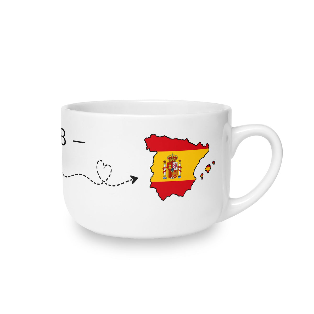 Spanish American Personalized Mug, Spain España USA Dual Heritage Travel Gift, Custom Initials, 25 oz Oversized Latte Mug Soup Bowl - Proud & Loyal