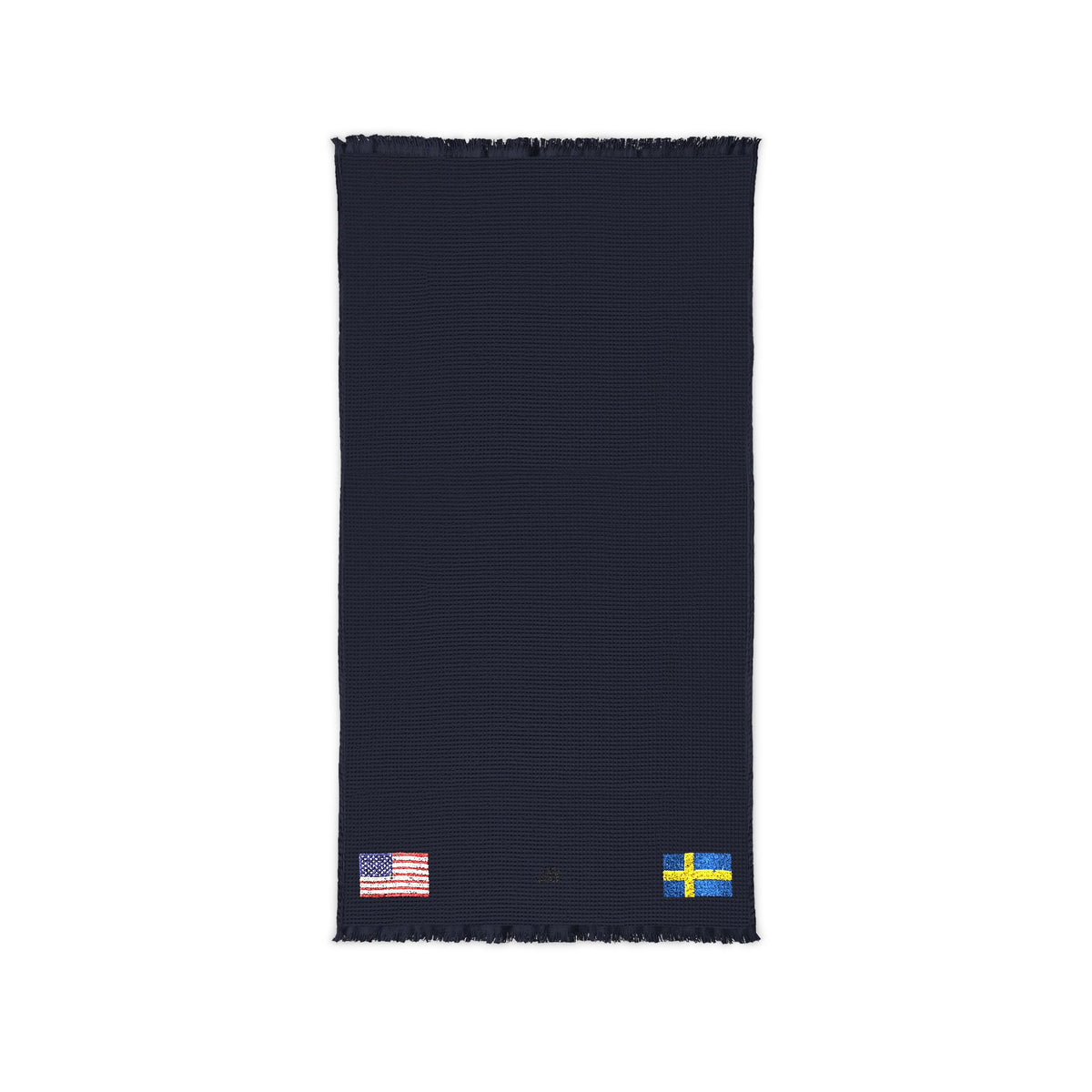Swedish American Embroidered Waffle Cotton Throw, Lightweight Cozy Blanket | Sweden USA Neutral Home Accent - Proud & Loyal