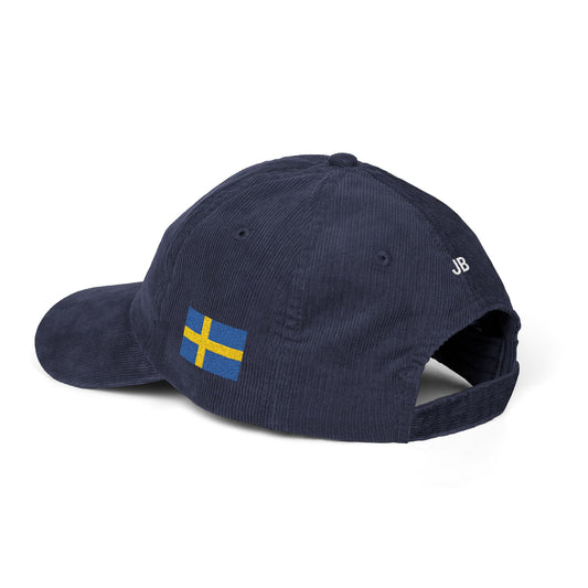 Swedish American Flag Hat Personalized Initials | Dual Heritage Cap, New American Citizenship Naturalization Gift, Sweden USA Corduroy - Proud & Loyal