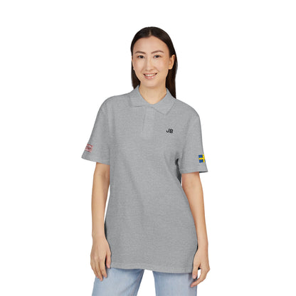 Swedish American Heritage Polo Shirt, Sweden USA Flag Embroidered Polo, Custom Initials, Cotton Pique Shirt, Swedish Gift - Proud & Loyal