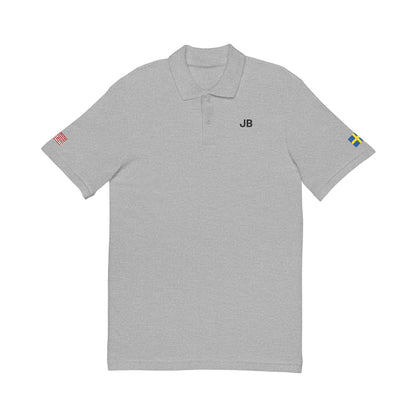 Swedish American Heritage Polo Shirt, Sweden USA Flag Embroidered Polo, Custom Initials, Cotton Pique Shirt, Swedish Gift - Proud & Loyal