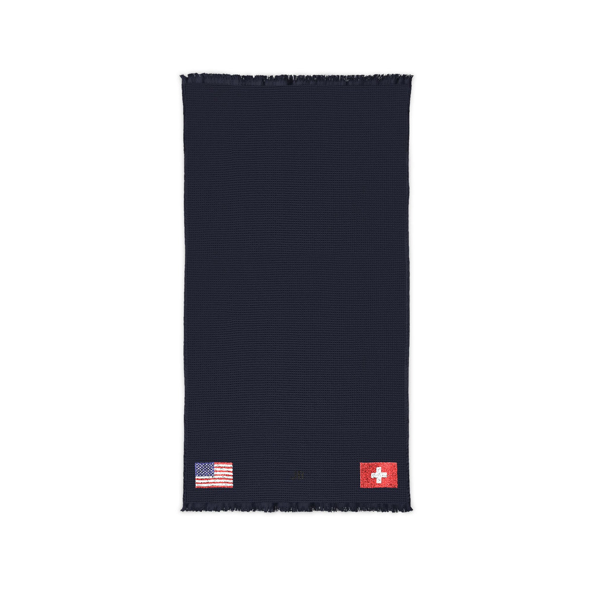Swiss American Embroidered Waffle Cotton Throw, Lightweight Cozy Blanket | Switzerland USA Neutral Home Accent - Proud & Loyal