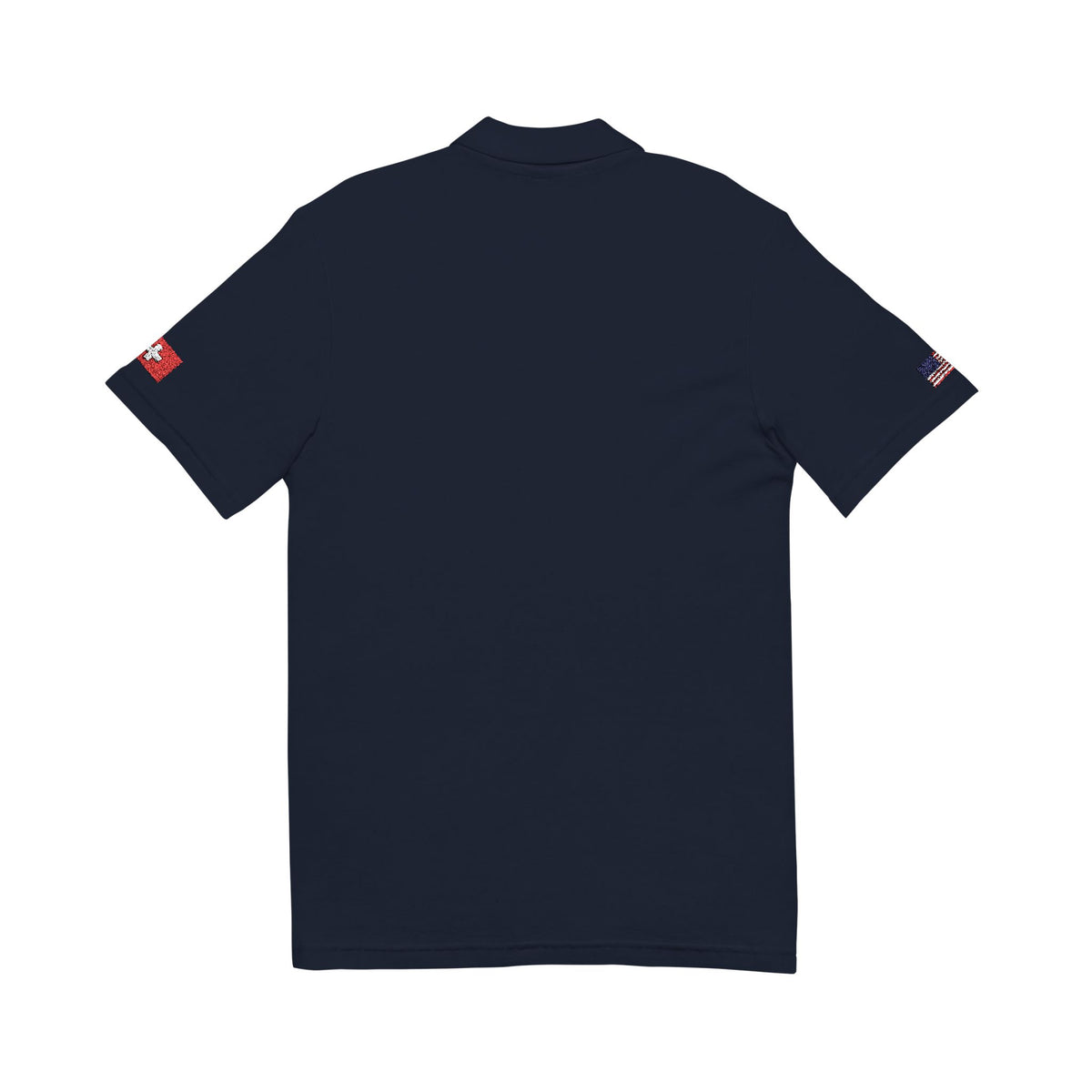 Swiss American Heritage Polo Shirt, Switzerland USA Flag Embroidered Polo, Custom Initials, Cotton Pique Shirt, Swiss Gift - Proud & Loyal