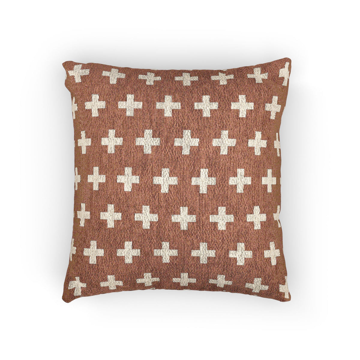 Switzerland Flag Cross Pattern Woven Pillow | Rust Brown Geometric Throw Pillow - Proud & Loyal