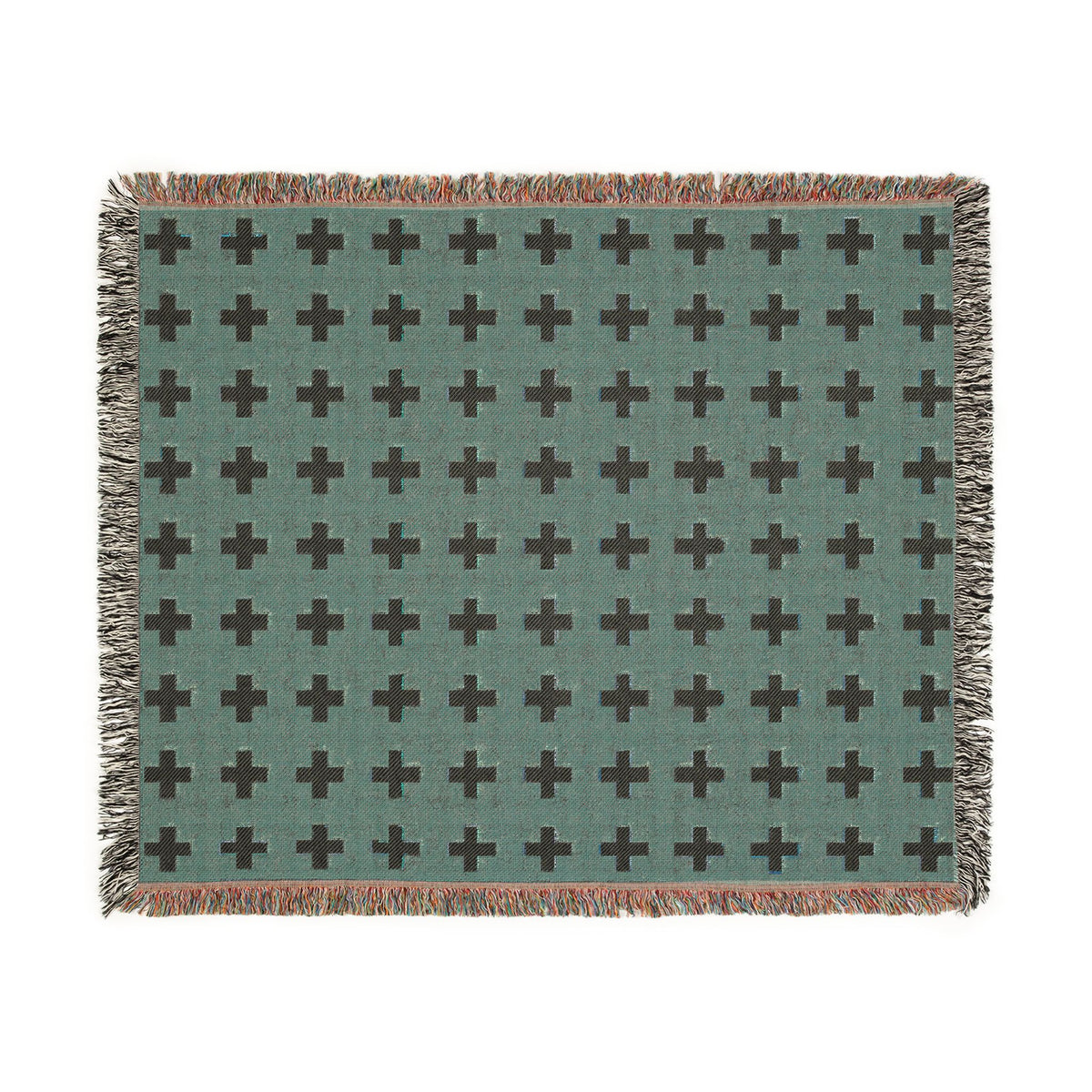 Switzerland Flag Swiss Cross Pattern Woven Blanket | Rust Orange, White Geometric Throw - Proud & Loyal