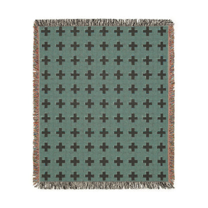 Switzerland Flag Swiss Cross Pattern Woven Blanket | Rust Orange, White Geometric Throw - Proud & Loyal