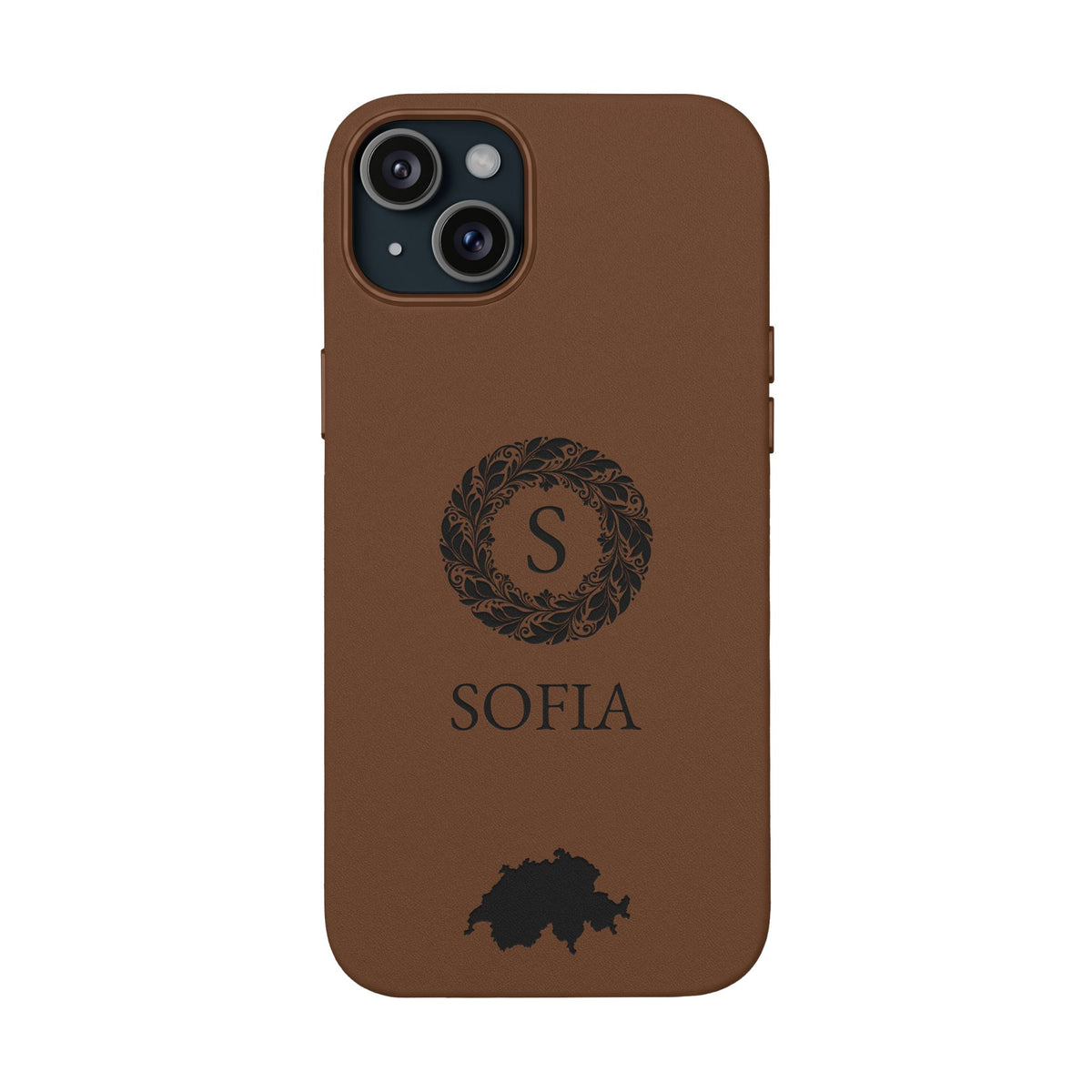 Switzerland Vegan Leather iPhone Case, Custom Swiss Monogram Cover, Personalized Name Initials iPhone 16 15 14 13 Pro Plus, Patriotic Gift - Proud & Loyal