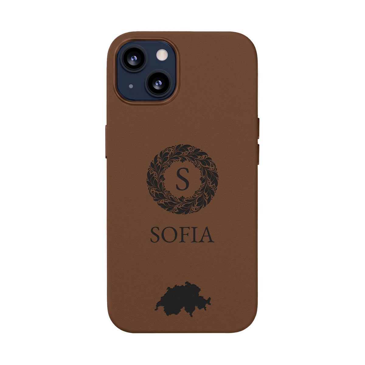 Switzerland Vegan Leather iPhone Case, Custom Swiss Monogram Cover, Personalized Name Initials iPhone 16 15 14 13 Pro Plus, Patriotic Gift - Proud & Loyal