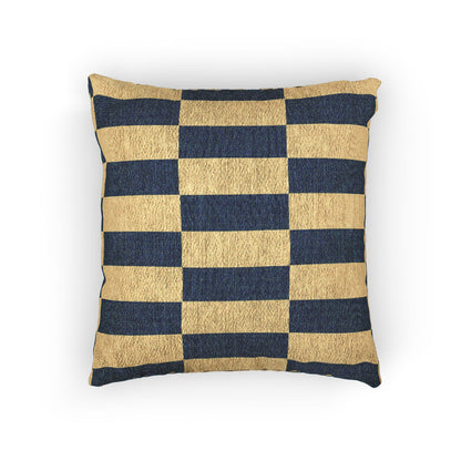 Ukraine Flag Navy and Natural Check Woven Pillow | Ukrainian Flag Geometric Throw Pillow - Proud & Loyal