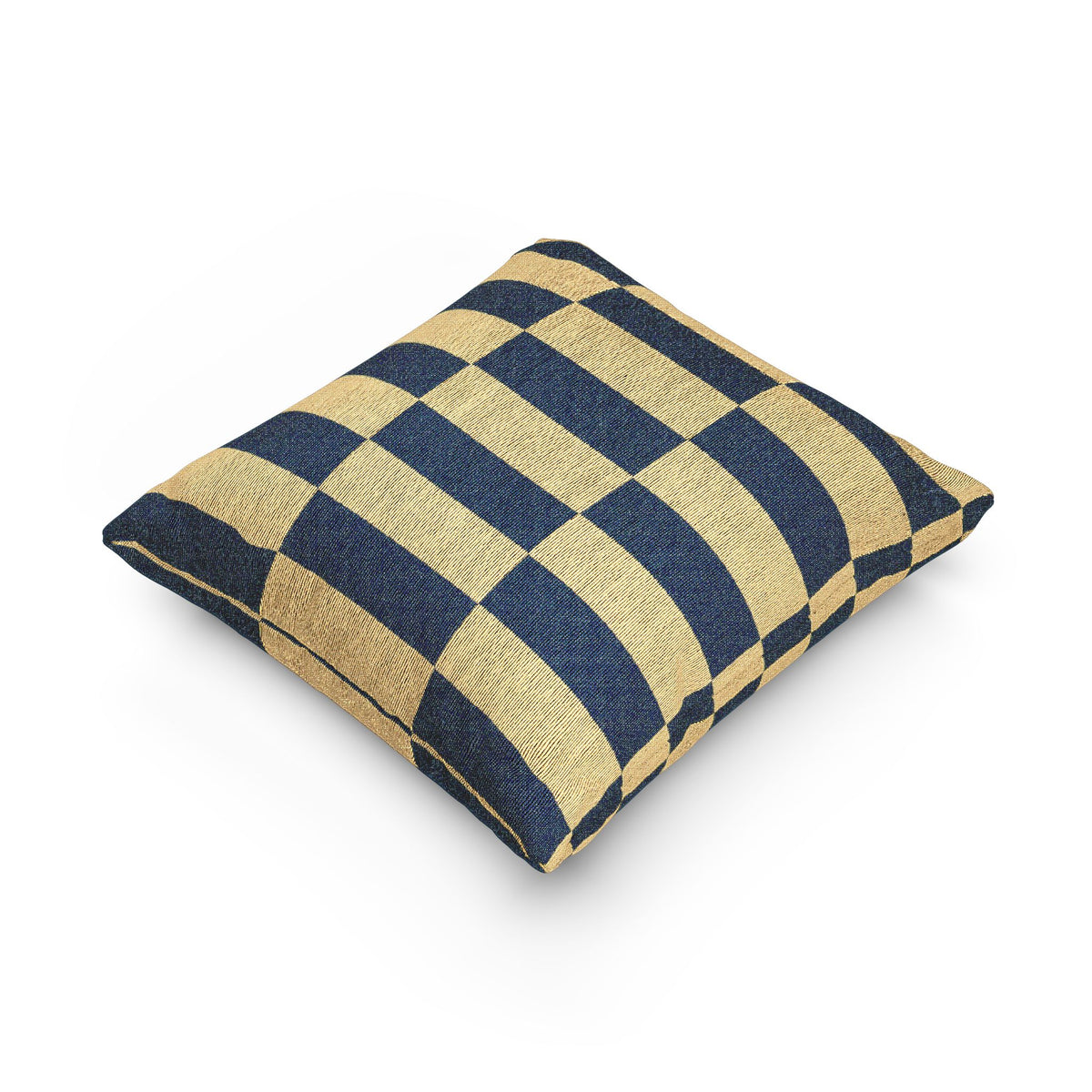Ukraine Flag Navy and Natural Check Woven Pillow | Ukrainian Flag Geometric Throw Pillow - Proud & Loyal