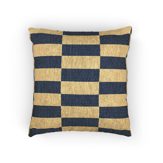 Ukraine Flag Navy and Natural Check Woven Pillow | Ukrainian Flag Geometric Throw Pillow - Proud & Loyal