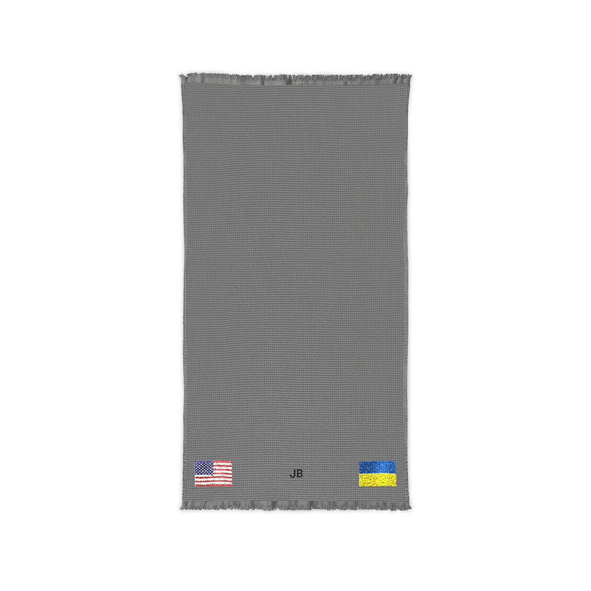 Ukrainian American Embroidered Waffle Cotton Throw
