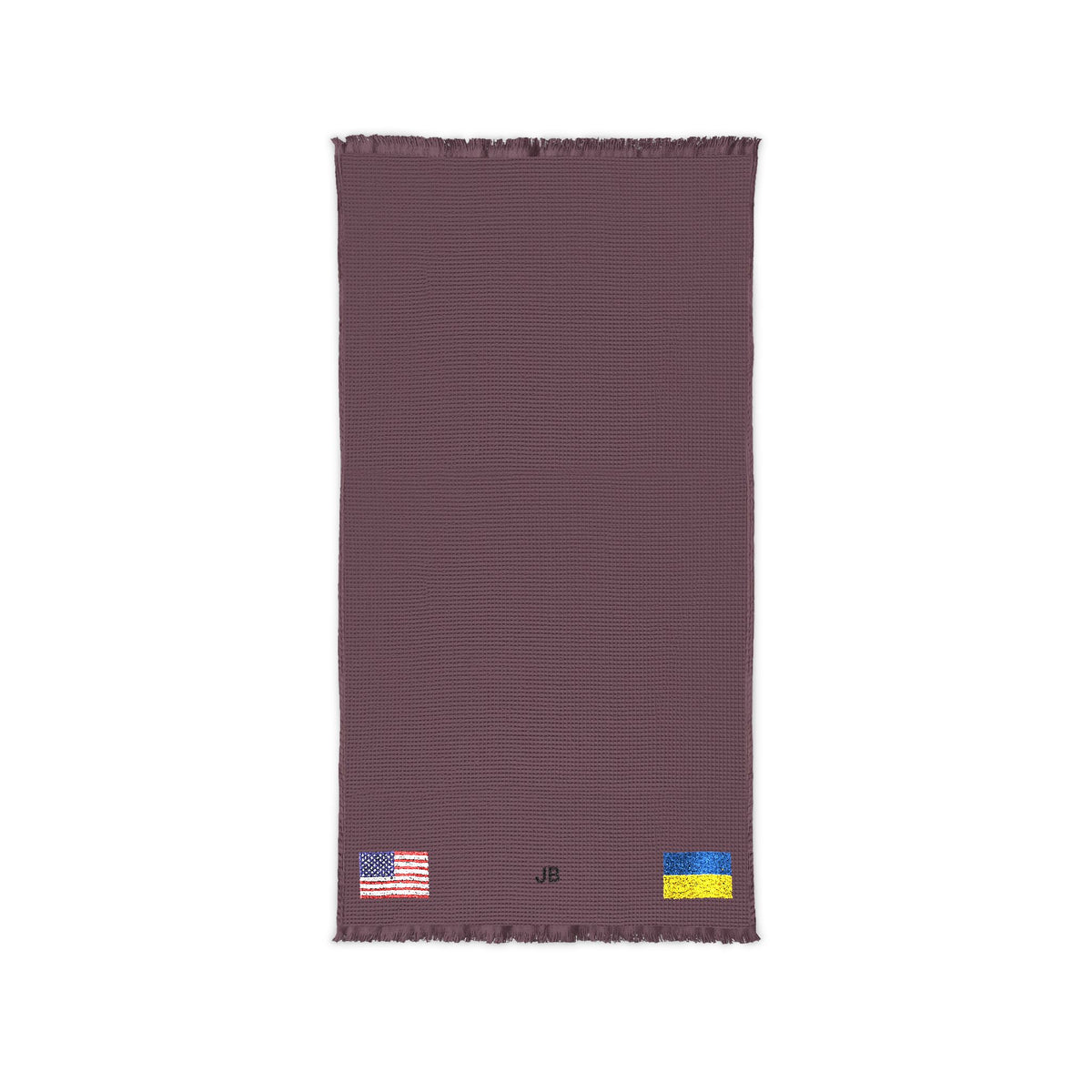 Ukrainian American Embroidered Waffle Cotton Throw
