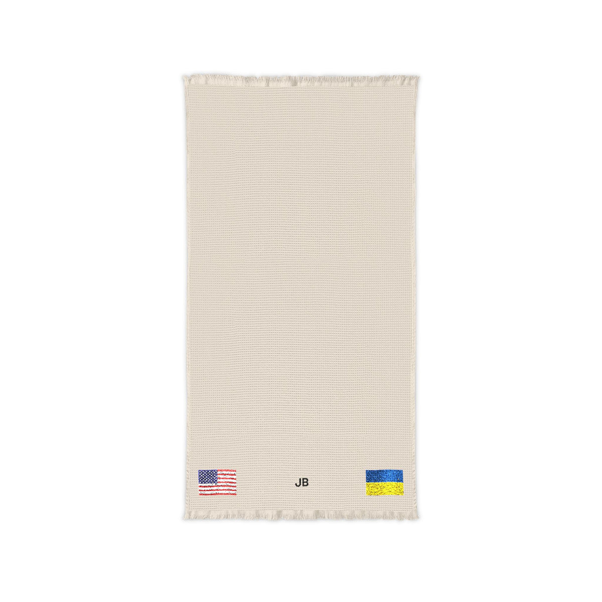 Ukrainian American Embroidered Waffle Cotton Throw