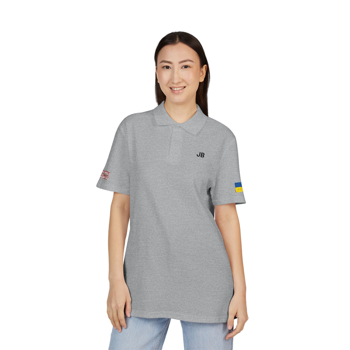 Ukrainian American Heritage Polo Shirt, Ukraine USA Flag Embroidered Polo, Custom Initials, Cotton Pique Shirt, Ukrainian Gift - Proud & Loyal