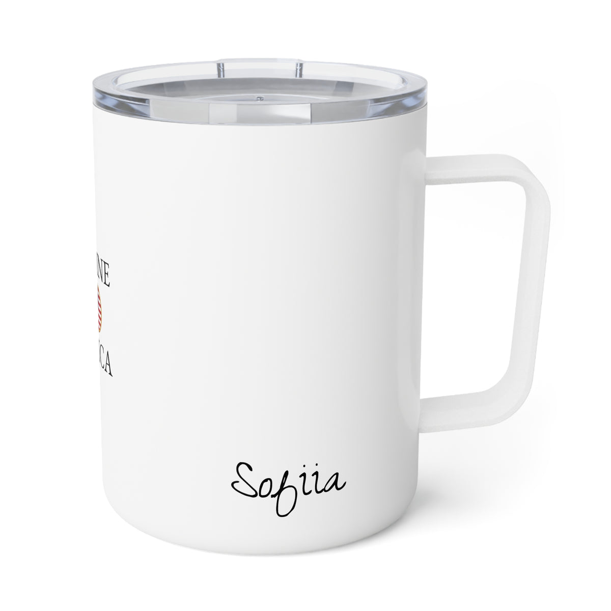 Ukrainian American Personalized Name Insulated Coffee Mug, Custom Travel Tumbler, Ukraine USA Dual Heritage Naturalization Citizen Gift - Proud & Loyal