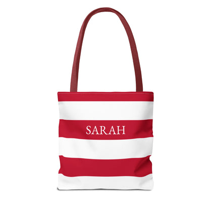 USA American Americana Resort Stripe Tote Bag, Custom Canvas Beach Bag, Large Everyday Commuter Tote, Symmetrical Patriotic Holiday Gift - Proud & Loyal