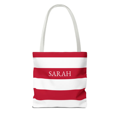 USA American Americana Resort Stripe Tote Bag, Custom Canvas Beach Bag, Large Everyday Commuter Tote, Symmetrical Patriotic Holiday Gift - Proud & Loyal