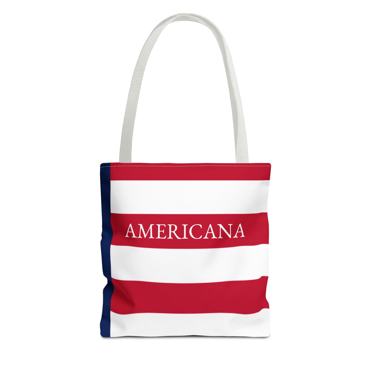 USA American Americana Resort Stripe Tote Bag, Custom Canvas Beach Bag, Large Everyday Commuter Tote, Symmetrical Patriotic Holiday Gift - Proud & Loyal