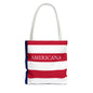 USA American Americana Resort Stripe Tote Bag, Custom Canvas Beach Bag, Large Everyday Commuter Tote, Symmetrical Patriotic Holiday Gift - Proud & Loyal