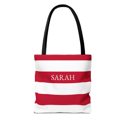 USA American Americana Resort Stripe Tote Bag, Custom Canvas Beach Bag, Large Everyday Commuter Tote, Symmetrical Patriotic Holiday Gift - Proud & Loyal