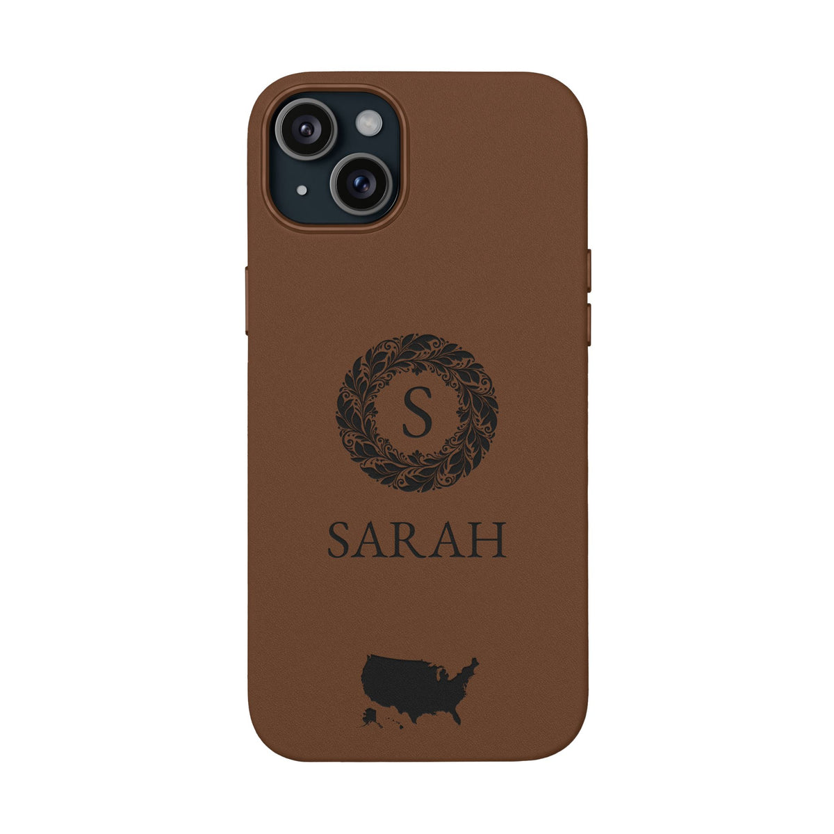 USA Vegan Leather iPhone Case, Custom American Monogram Cover, Personalized Name Initials iPhone 16 15 14 13 Pro Max Plus, Patriotic Gift - Proud & Loyal