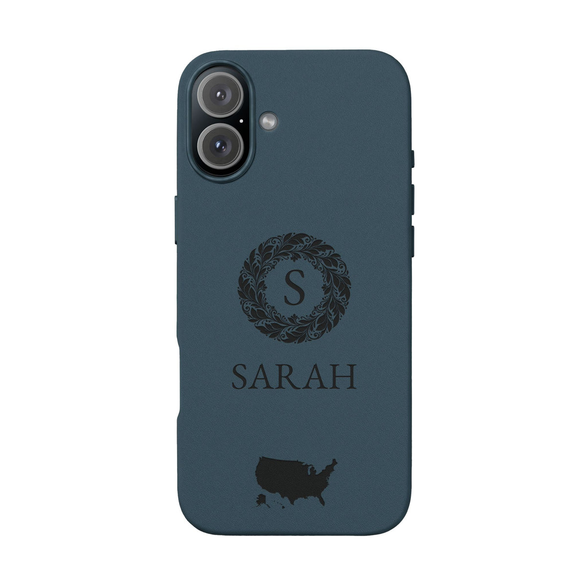 USA Vegan Leather iPhone Case, Custom American Monogram Cover, Personalized Name Initials iPhone 16 15 14 13 Pro Max Plus, Patriotic Gift - Proud & Loyal