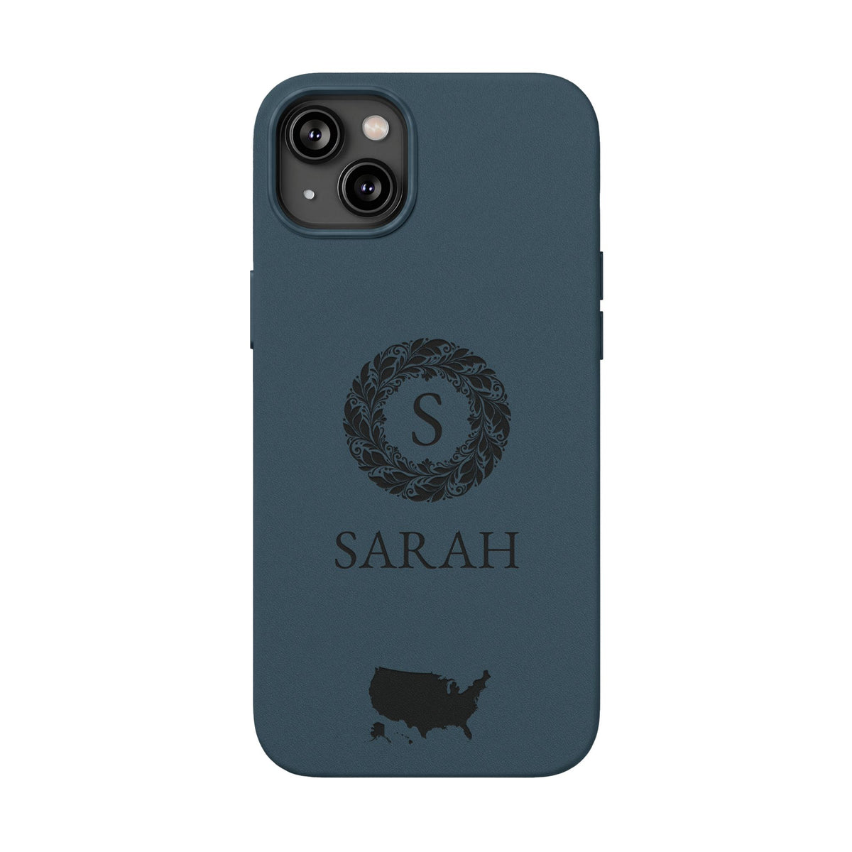 USA Vegan Leather iPhone Case, Custom American Monogram Cover, Personalized Name Initials iPhone 16 15 14 13 Pro Max Plus, Patriotic Gift - Proud & Loyal
