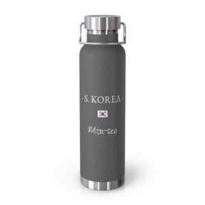 Korean Heritage Insulated Water Bottle, Copper Lined, Custom Thermos, South Korea Flag Metal Travel Flask, Personalized Name