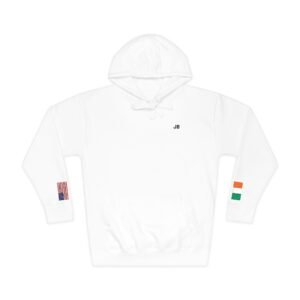 Irish American Flag Fleece Hoodie | Ireland USA Dual Heritage Naturalization Gift | Personalized Initials | Embroidered Sleeve Flags