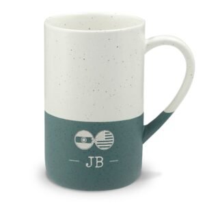 Indian American Mug, India Dual Heritage, Personalized Initials Monogram, Speckled Ceramic Stone Look Mug